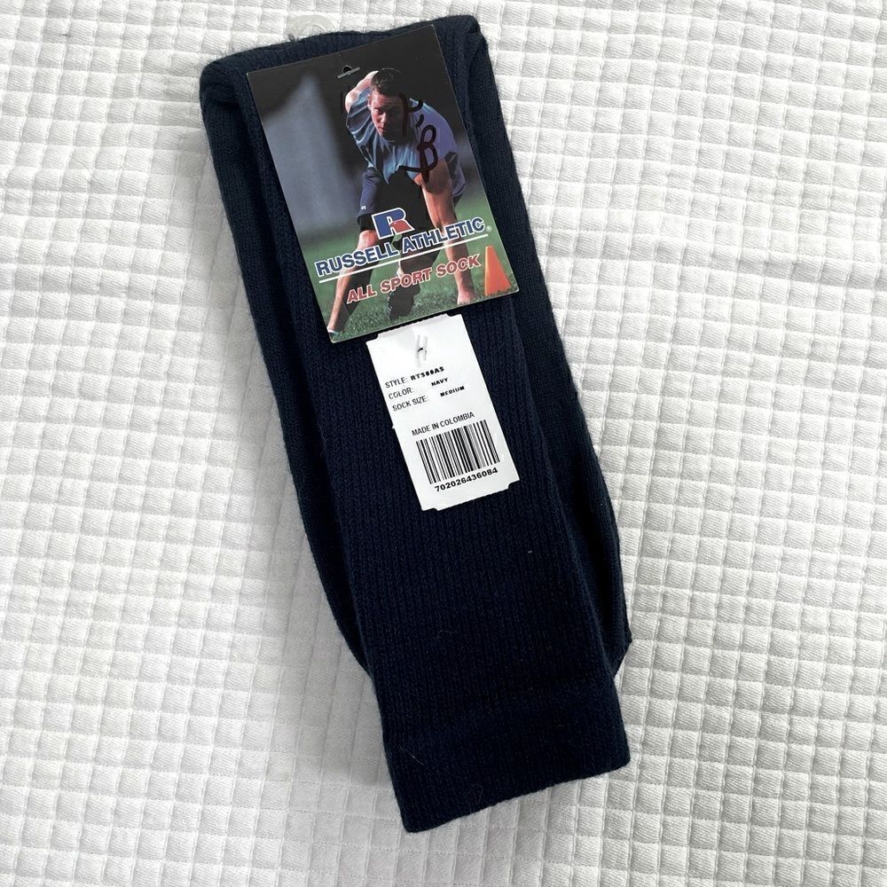 Russell Athletic navy medium tube socks multisport